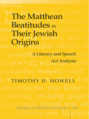 cover image of The Matthean Beatitudes in Their Jewish Origins